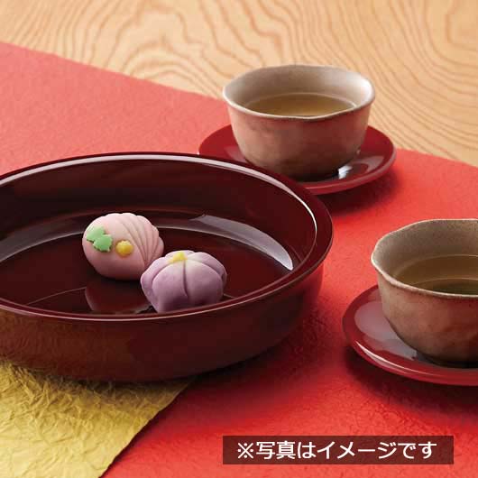 ＤＸ両面春慶塗　菓子鉢と茶托セット　　４２２３３画像3