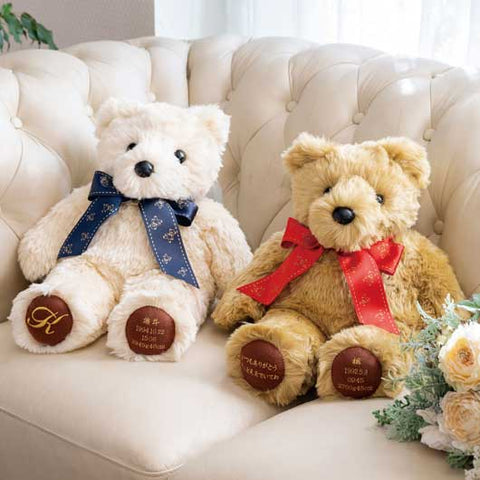  ウエイトベア　シュシュ（アイボリー／ブルーリボン）