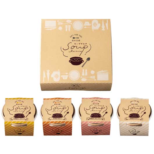 【プチギフト 1000円】 北の大地４種のＣＵＰスープ
北海道 ギフト 詰合せ 敬老の日 内祝い 販促品 景品 人気 スープ