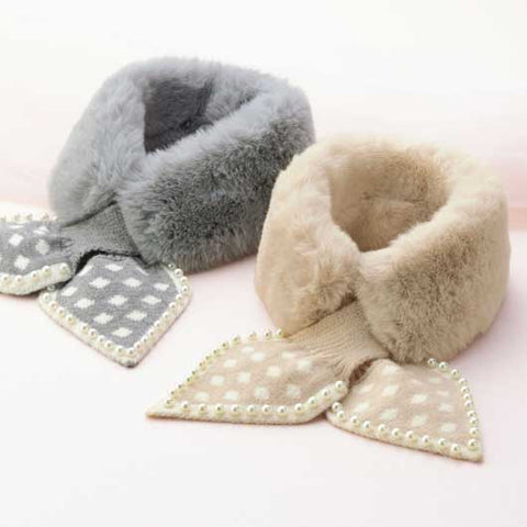  ビジュー付きニット＆ファーティペット