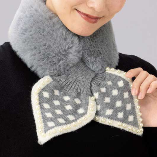 ビジュー付きニット＆ファーティペット画像2