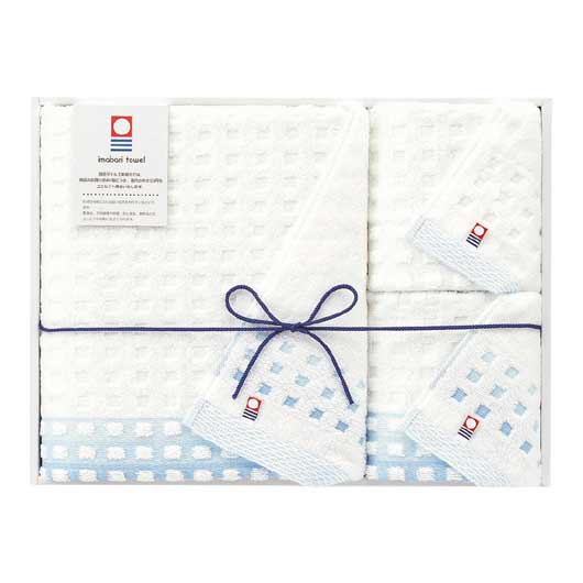 48 今治タオル〈蒼海〉バスタオル＆＆ウォッシュタオル2P