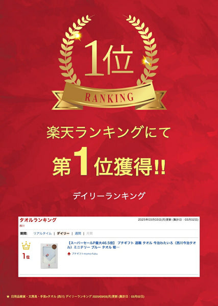 今治わたいろ〈西川今治タオル〉ミニテリー ブルー画像2