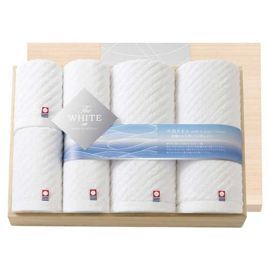  今治〈ザ ホワイト〉日本製 タオルセット（木箱入）