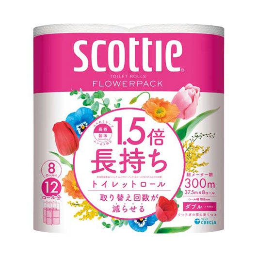  スコッティ　フラワーパック１．５倍長持ち８ロール（ダブル）【10個単位】