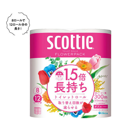 スコッティ　フラワーパック１．５倍長持ち８ロール（ダブル）【10個単位】画像2
