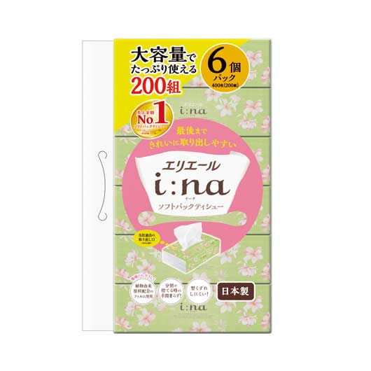 【70個単位】エリエールｉ：ｎａ（イーナ）ティシューソフトパック２００Ｗ６個組画像2