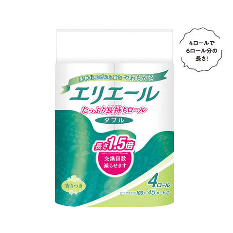  【112個単位】エリエール長さ１．５倍トイレットティシューコンパクト４ロールダブル