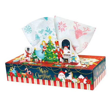  【60個単位】クリスマスＢＯＸティッシュ１２０Ｗ