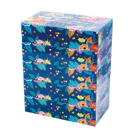  【24個単位】エコフラワーＢＯＸティッシュ１５０Ｗ５個組