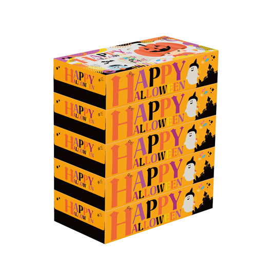  【60個単位】ハッピーハロウィンＢＯＸティッシュ１００Ｗ５個組