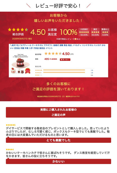 【プチギフト 500円】ルプティール　ケーキタオル
タオルハンカチ ミニタオル かわいい おしゃれ  実用ギフト 結婚式 ２次会 センスのいい 実用ギフト 粗品 販促品 景品 イベント ノベルティ画像8