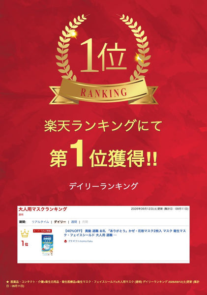 「ありがとう」かぜ・花粉マスク２枚入画像2