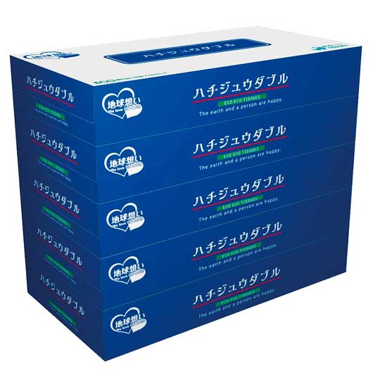 【72個単位】ハチジュウダブルＢＯＸティッシュ８０Ｗ５個組画像2