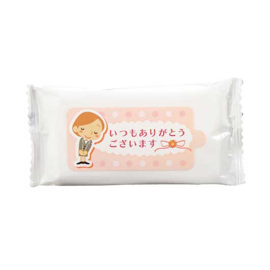 「ありがとう」ミニウェットティッシュ１０枚入　ピンク画像3