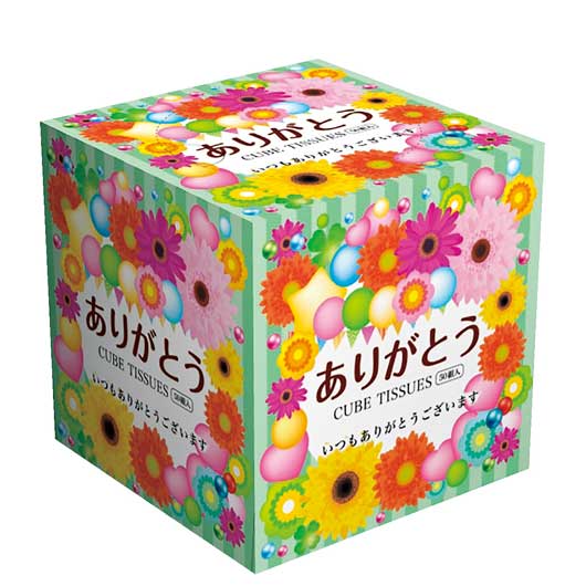 【300個単位】ありがとうキューブＢＯＸティッシュ５０Ｗ画像3