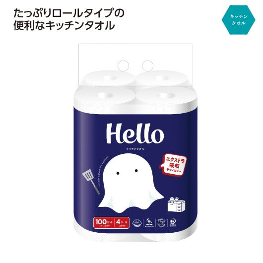 【12個単位】ハロー　キッチンタオル１００カット（４ロール）