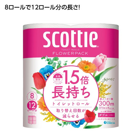  【80個単位】スコッティ　フラワーパック１．５倍長持ち８ロール（ダブル）