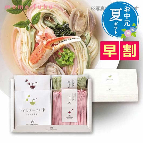 【お中元】野菜うどんセットH（梅＆ほうれん草うどん・スープの素付）