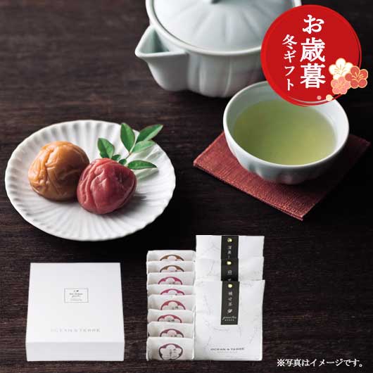  【お歳暮】Ｐｒｅｍｉｕｍ　紀州南高梅＆日本茶セットＦ