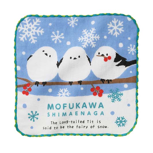 もふかわシマエナガ　無撚糸ガーゼハンカチ画像2