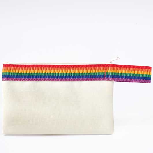  レインボーカラー　ハンドル付きフラットポーチ