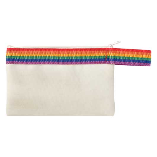 レインボーカラー　ハンドル付きフラットポーチ画像2