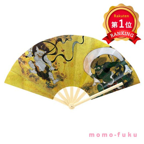  防滴扇子　風神雷神
