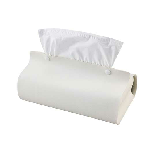 カラモ　レザー調ボックスティッシュケース　ホワイト画像8