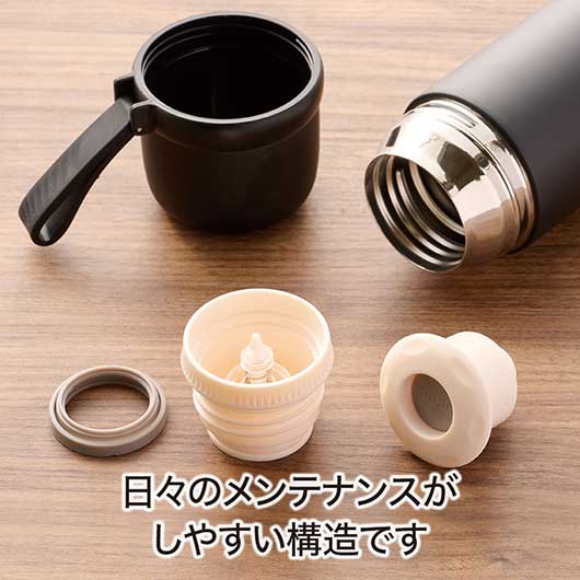 カラモ　コップ付き真空ステンレスボトル　４２０ｍｌ　ブラック画像5