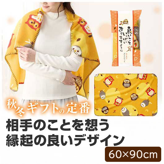  良いこといっぱいありますように　ふくろうブランケット