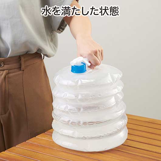 災害対策！場所をとらないジャバラ水タンク　１０Ｌ画像4