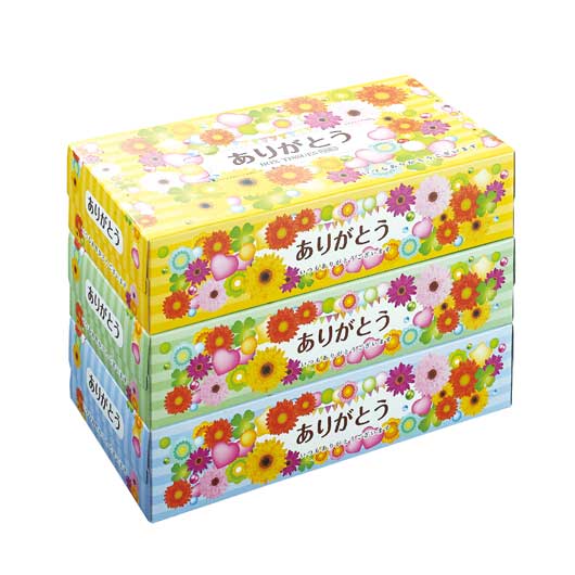 ありがとうＢＯＸティッシュ１５０Ｗ３個組【24個単位】画像3